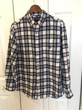 Chaps Black & White Plaid Performance Shirt